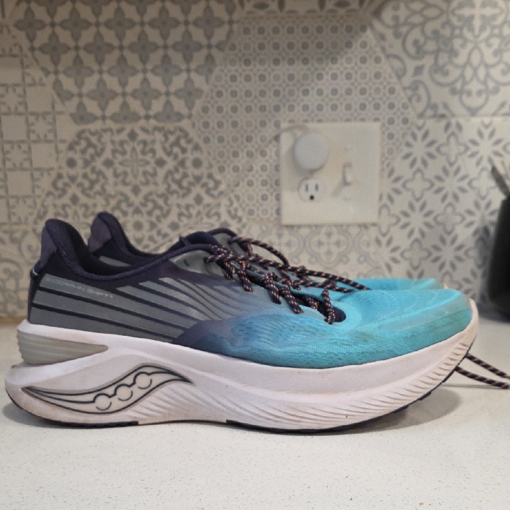 Saucony Light Blue Running Sneakers with Navy Accents